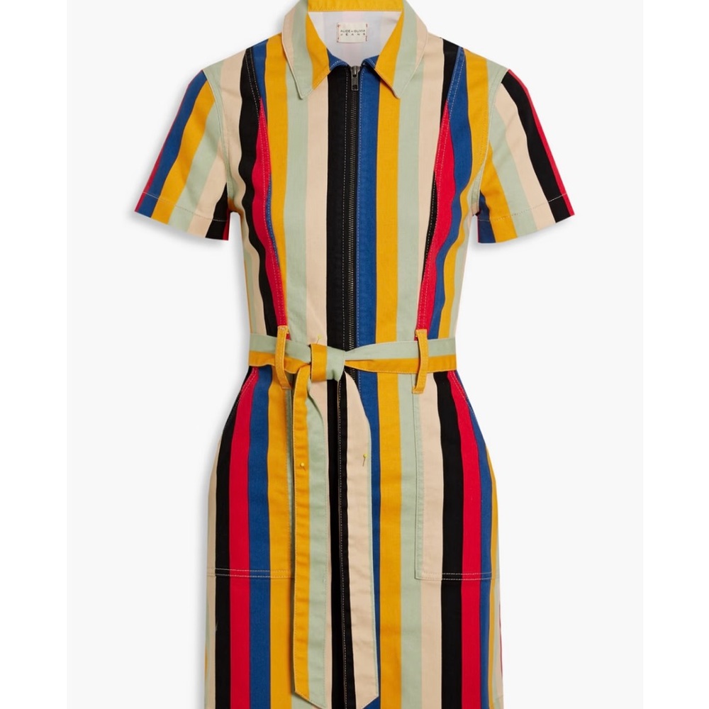ALICE + OLIVIA JEANS
Gorgeous belted striped denim mini dress